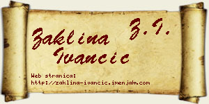 Žaklina Ivančić vizit kartica